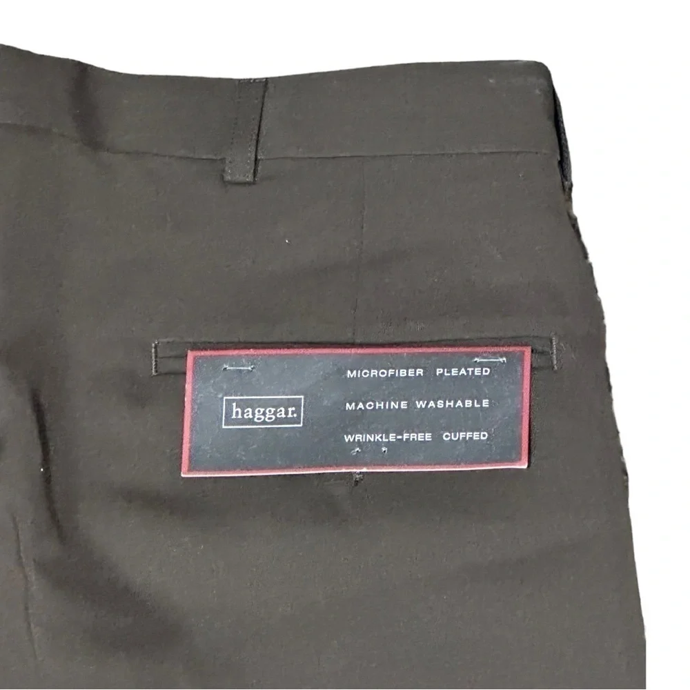 Haggar Microfiber Pleated Men's Brown Dress Pants Size 32x32 NWT
